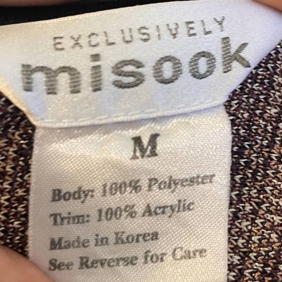 Exclusively Misook Knit Cardigan Sweater Gold Black Ikat Print Button Front Med - Picture 8 of 10